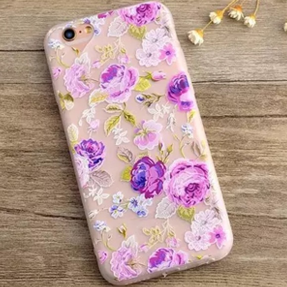 Accessories - NEW iPhone 6+/6s+ Purple Embossed Floral Soft Case